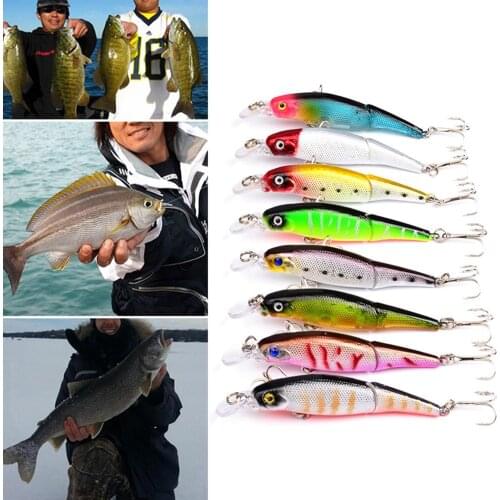 1 Pc 2 Sections Fishing Lifelike Minnow Lure Hard Artificial Bait Hook Tackle