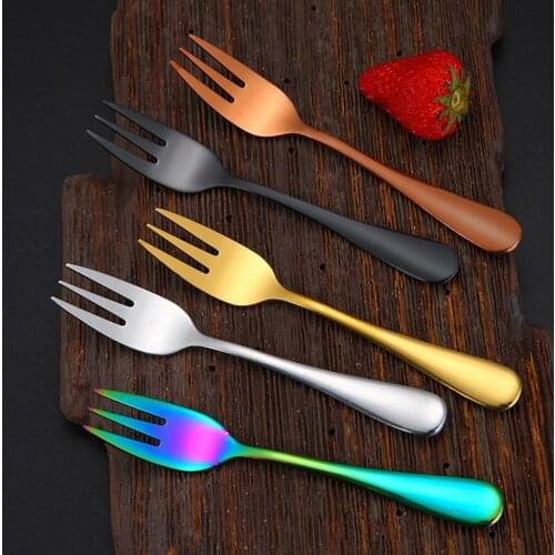 1pcs Fruit Forks Set Steel Small Fork Gold Fruit Fork Dessert Fork For Cake Snack Black Fork Mini Cake Forks Party