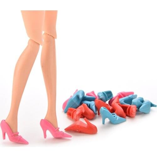 10 Pair Doll Shoes Pumps Colorful High Heels For Doll Shoes Accessories Lovely Baby Girls Gifts Wholesale Price
