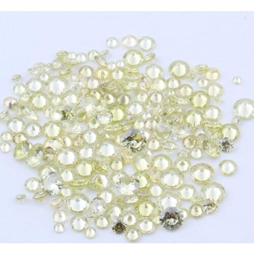 100pcs 1mm-4mm 5A And Mixed Sizes Round Beads Cut CZ Stone Brilliant Light Yellow Color Cubic Zirconia Synthetic Gems stone