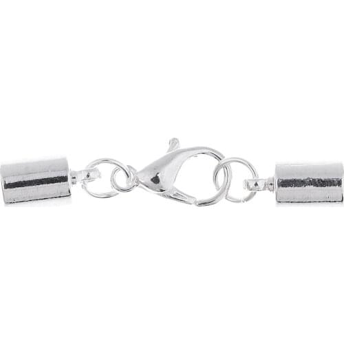 10x Silver Kumihimo Leather Cord Bracelet Ends Caps Jewelry Making Findings