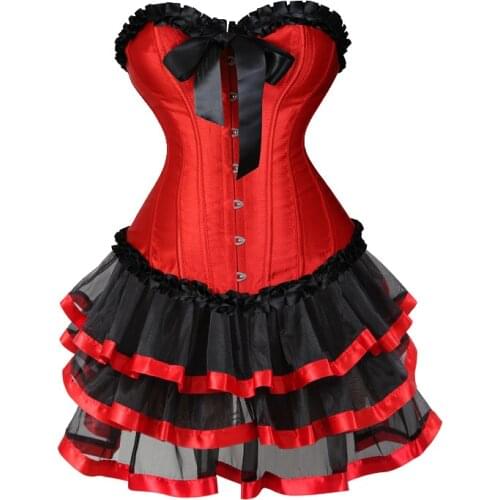 2021 Sexy Corsets For Women Plus Size Costume Overbust Burlesque Corset And Skirt Set Tutu Corselet Victorian Fashion Gowns
