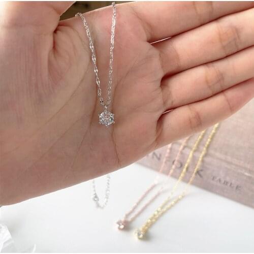 2021 Trend Elegant Jewelry Chain Crystal Pendant Necklace Unquie Gold/Silver Color Women Fashion Necklace Wholesale X040