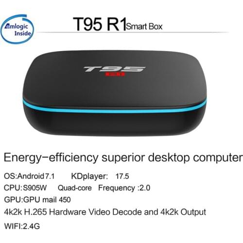 5pcs T95 R1 Android 7.1 TV BOX 2GB 16GB Amlogic S905W Quad Core Suppot 2.4GHz WiFi 1GB 8GB Smart Media Player