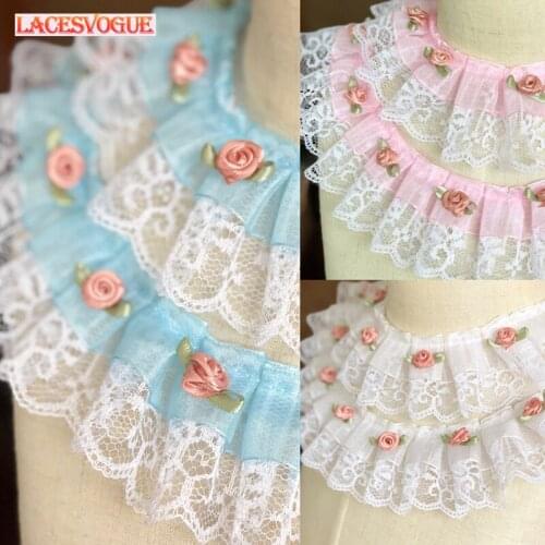 5Yards 5cm Mesh Fold Lace Ribbon Clothing Needlework Sewing Accessories Patchwork Skirt Ruffle Decoration Dress Material 438