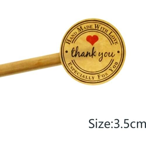 60pcs Thank You Kraft Paper Stickers Round Adhesive Labels Baking 35mm wedding decoration party decoration Stickers