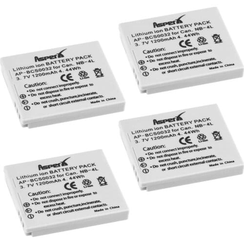 AsperX 1Pcs 1200mAh NB-4L NB 4L NB4L Camera Battery for Canon IXUS 30 40 50 55 60 65 80 100 I20 for PowerShot SD1000 1100