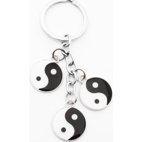 FREE SHIPPING BY DHL 100pcs/lot Metal Taiji Yin Yang Keychains Zinc Alloy Taichi Keyrings Gifts