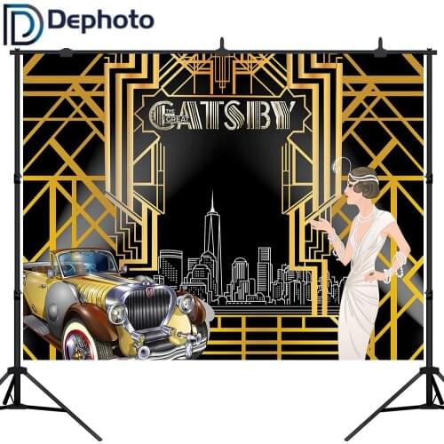 Dephoto The Great Gatsby Themed Backdrop Retro Roaring 20s Party Birthday Wedding Decor Background Supplies Photo Booth Prop