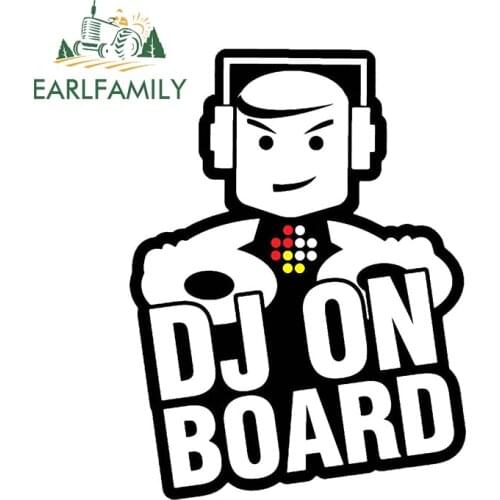 EARLFAMILY 13cm x 10cm for DJ On Board Vinyl Car Stickers Refrigerator Motorcycle Decals Scratch-Proof Camper Cartoon Decoration