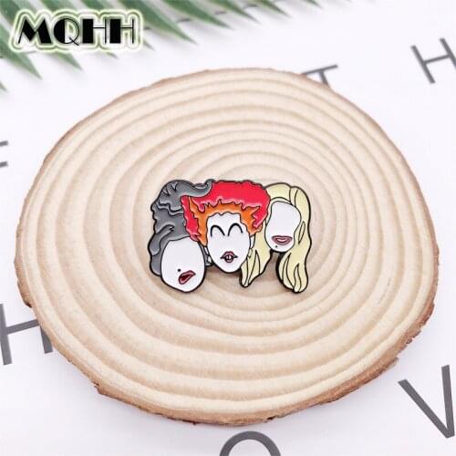 Cartoon punk movie brooch crazy witch avatar hairstyle expression enamel pin custom alloy badge cowboy clothes bag accessories