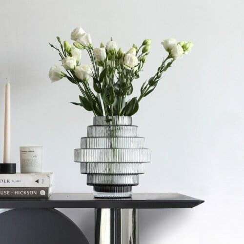 Geometric Gear Superimposed Glass Vase Modern Simple Hydroponic Flower Ornaments Home Soft Decorations