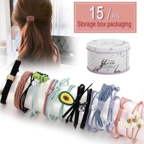 Hipster Hair Rope Tie Hair Ponytail Rubber Band Creative Sweet Head Rope Hairband 15 Pieces Set Hair Clips