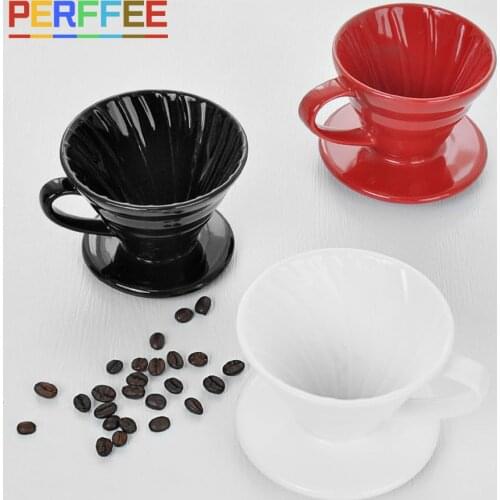 Ceramic V60 Coffee Dripper Pour Over Coffee Maker V Shape Drip Coffee Filter Classic Color White Black Red Brown V01 V02