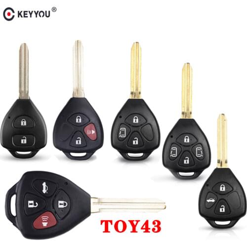 KEYYOU 2/3/4 BT Car Remote Blank Key Shell Case for Toyota Camry Corolla Reiz RAV4 Crown Avalon Venza Matrix Car Key TOY43 Blade