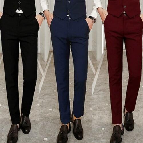 Suit Pants Mens Large Size Fashion High-grade Solid Color Slim Business Casual Straight Trousers High-end Brand Suit Pants
