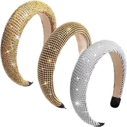 Colorful Hair Accessories Wide Edge Hair Band Full Resin Crystal Rhinestone Headband for Ladies