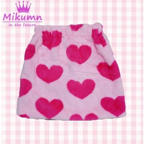 Harajuku Sweet Pink Love Mini Skirt Japanese Cute Lolita Women Skirts School Girls Kawaii Autumn Winter Warm Short Skirts