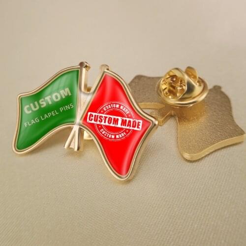 World Any Two Countries And Areas Crossed Double Friendship Flags Lapel Pins Brooch Badges