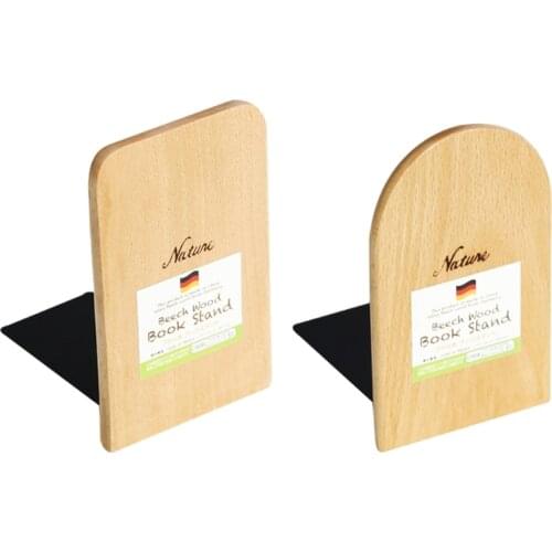Multi-purpose Wood Bookends Desk Ornament Bookend for Desk Clear Desk Sturdy Book Holders for Heavy Books Magazines