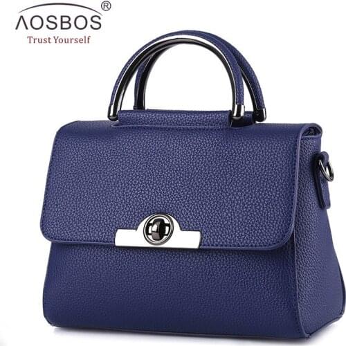 Aosbos 2019 Brand Women Flap Handbag Soft PU Leather Female Shoulder Bag High Quality Vintage Solid Fashion Ladies Tote Bags