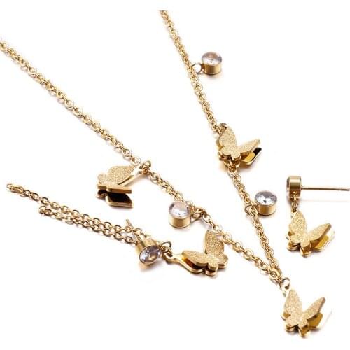 Fashion Earrings Necklace Simple Temperament Butterfly Jewelry Set