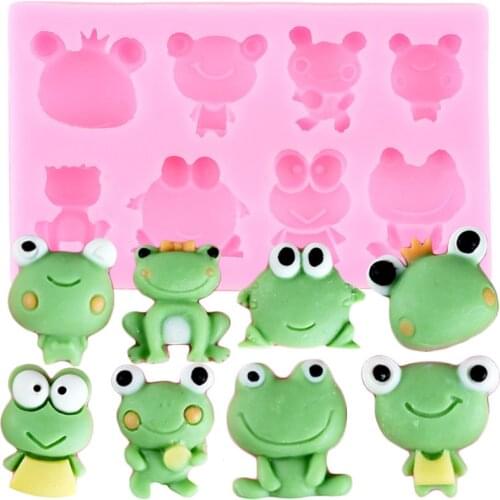 Cartoon Frog Silicone Mold Chocolate Gumpaste Mould Candy Clay Resin Molds Cupcake Topper Fondant Cake Decorating Tools
