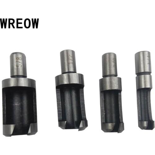 WREOW 4pc/set Carbon Steel Woodworker Drill Bit Wood Plug Cutter Set Round Shank Wood Plug Bits Tenon Drill Bit 6/10/13/16mm