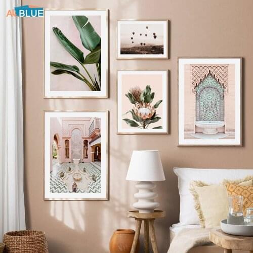 Wall Art Moroccan Fountain Poster Protea Flowers Green Plant Picture Turkey Balloons Landscape Canvas Painting Print Home Decor