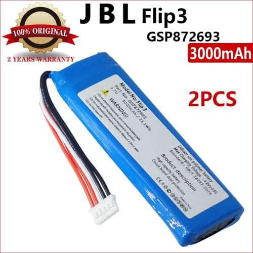 2PCS New 3000mAh/11.1Wh GSP872693 P763098 03 For JBL Flip3 Flip 3 High quality Batteries With Tracking Number