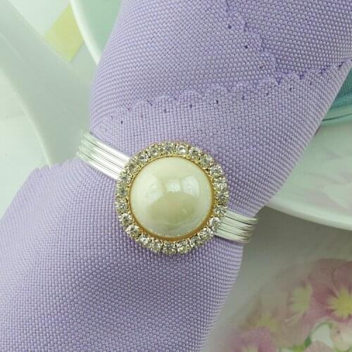 Whosale Napkin Rings Round Metal Rhinestone Party Napkin Rings Wedding Accessories Supplies Table Decoration Free Shipping
