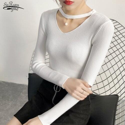 2021 Autumn Long Sleeve Sexy Slim Tops V-neck Sweaters Women Winter New Solid Streetwear Knitted Korean Pullover Burgundy 16641