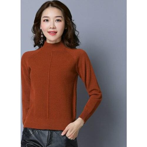 Autumn Winter Korean New Sweater Loose Half High Neck Sweater Womens Pullover Long Sleeve Versatile Thickened Bottomed Sweater