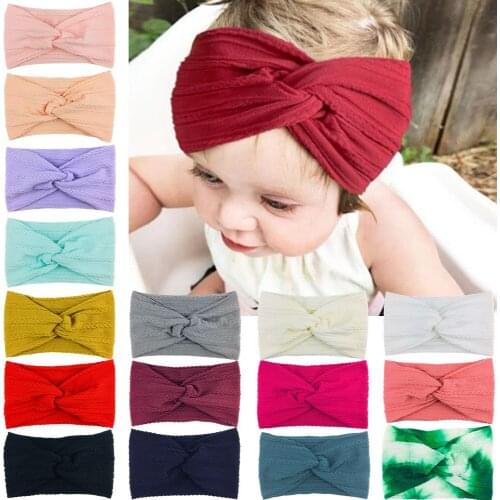 16Pcs Kids Girls Soft Elastic Jacquard Nylon Headband Childrens Stretchy Vintage Cross Hairband Hair Accessories