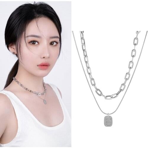 Simple temperament love letter necklace mens and womens mixed and stacked removable double-layer clavicle chain