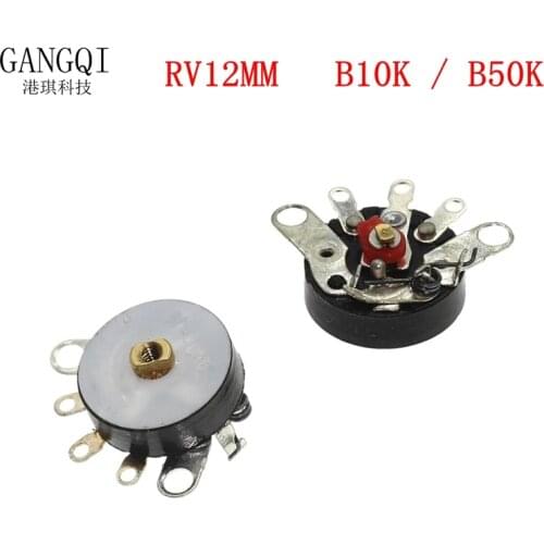5PCS Straight Angle Radio Potentiometer RV12MM B103 B10K B503 B50K Power Amplifier Volume Potentiometer With Switch