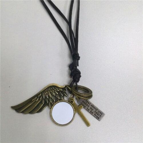 Blank necklace pendant for sublimation Ancient heart wing thermal sublimation jewelry customizable diy supplies 20mm