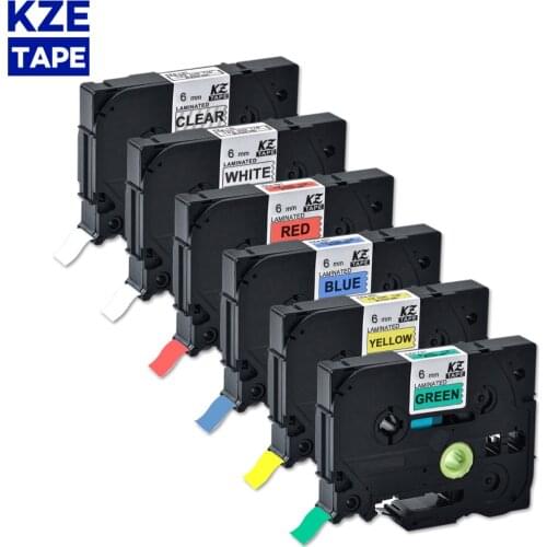 6mm Multicolor Laminated Label Tape label ribbon tze tape for Brother p-touch printers as Tze-211 tze-211 tze 211 tz 211 tz411