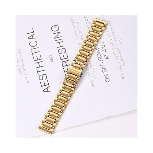 Gold Stainless steel Watchbands Strap Bracelet Watch strap bracelet 18mm 12mm 14mm 16mm straight ends folding buckle classic hot