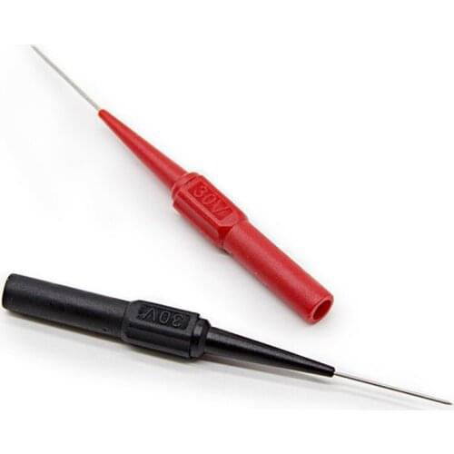 Insulation Piercing Needle Non-destructive Multimeter Test Probes Red/Black 30V-60V 0.7/1mm Mayitr For Banana Plug