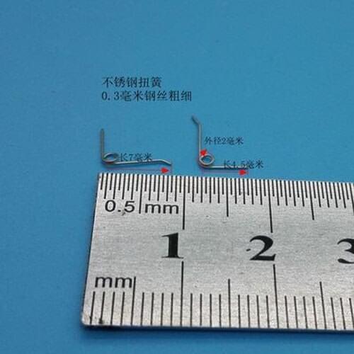 10pcs 0.3mm wire diameter torsion spring 2mm outside diameters springs 1 laps 4.5/7mm Total length of the corner