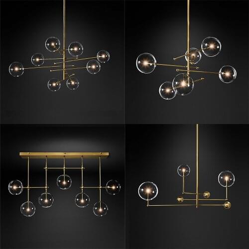 Modern Glass bubble chandelier Lamp For Kitchen Dining room Shopping mall Bar Italian Chandelier Black Rose Gold Chandelier Pend