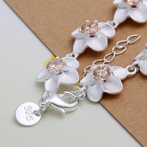 KN-H095 Wholesale Silver Color Bracelet 925 Free Shipping Factory Price Fashion Jewelry Inlaid Yellow Gem Plum Bracelet