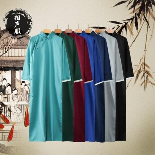 Chinese Style Traditional Tang Suit Crosstalk Gown Dress Fashion Casual Robe Cheongsam Stage Costume Hanfu Men Oriental Clothing