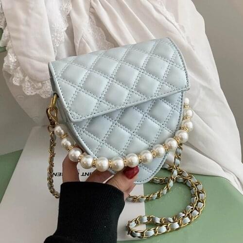 Triangle-shape Lattice Square Tote Bag 2021 Fashion Quality PU Leather Womens Designer Handbag Pearl Handle Shoulder Bag Purses