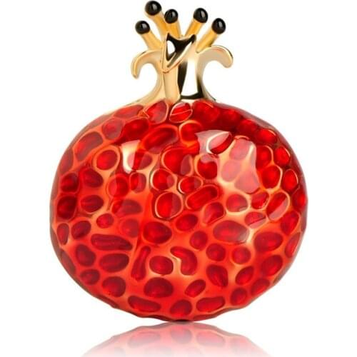 Madrry Lovely Red Pomegranate Shape Brooches Enamel Alloy Brooch Jewelry For Women Kids Collar Dress Suit Accessories Lapel Pins