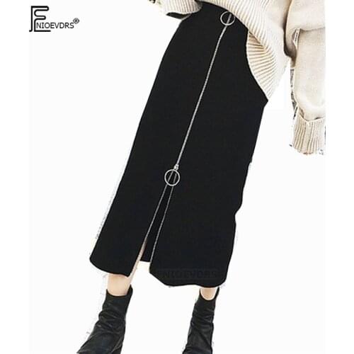Women Bandage Skirt Black Long Sexy Pencil Skirts Office Split Black High Waist Zipper Slim Ladies Skirt Pencil Autumn Winter