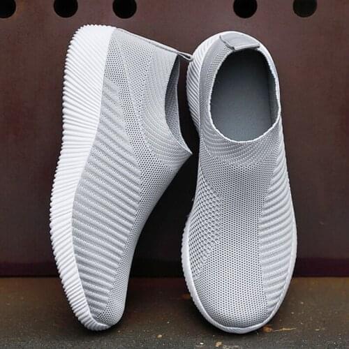 Women Sneakers New Knit Walking Sock Shoes Mesh Breathable Light Slip on Casual Shoes Super Soft Comfortable Running Shoes Men