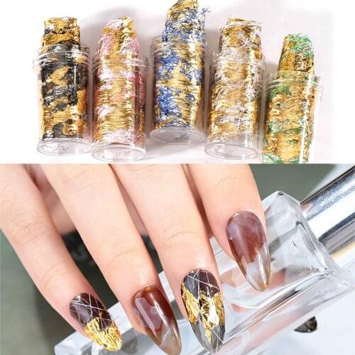 1 Box Nail Art Gold Silver Glitter Silk Foil Fragments Line Foil Paper Laser Charm Decal Decoration Manicure Tloos