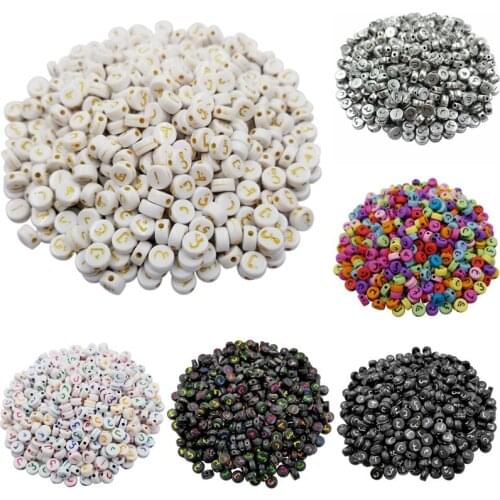 100PCS 7mm Mixed Arabic alphabet Loose Beads Spacer Flat bead Jewelry Accessories DIY For Necklace Bracelet Hot Sale Multicolor